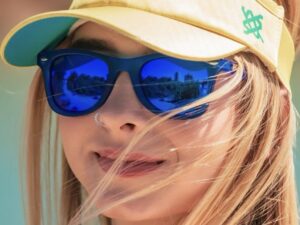 Óculos de Sol HUPI Wave Armação Azul Lente Azul Espelhado 3684