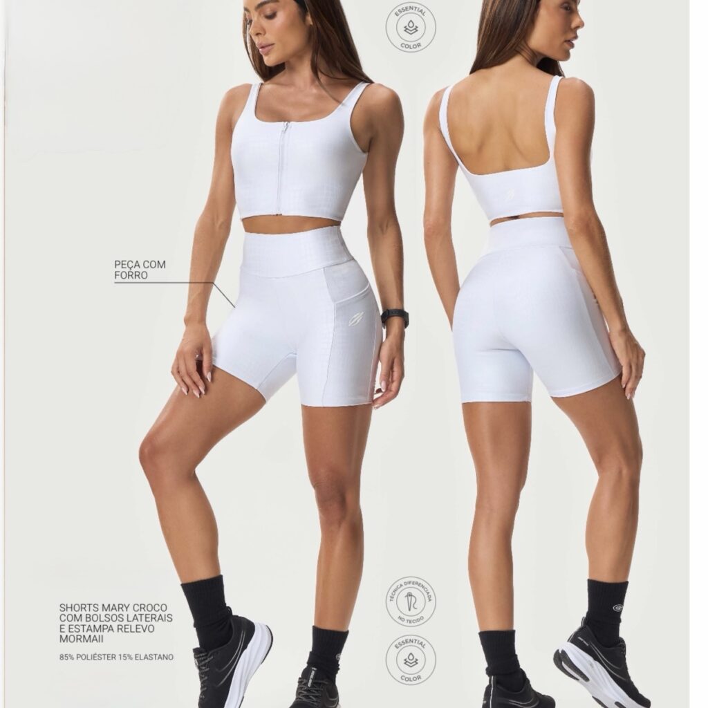 Top croco com zíper Mormaii branco